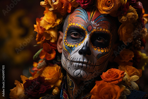 A woman using Day of the Dead costume concept