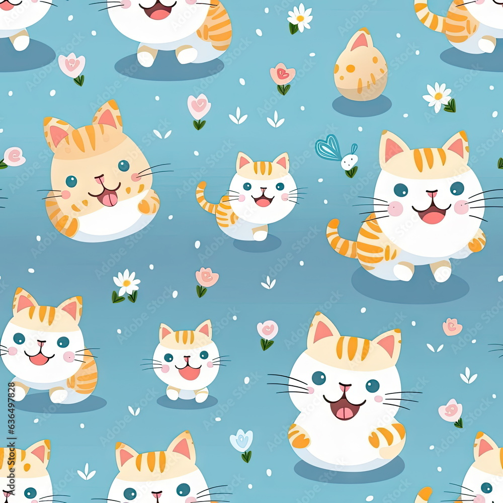 seamless Cartoon character of cat seamless Cartoon character of cat