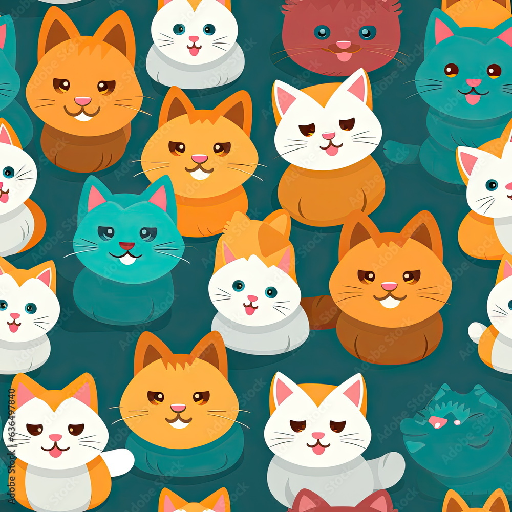 Obraz premium seamless Cartoon character of cat