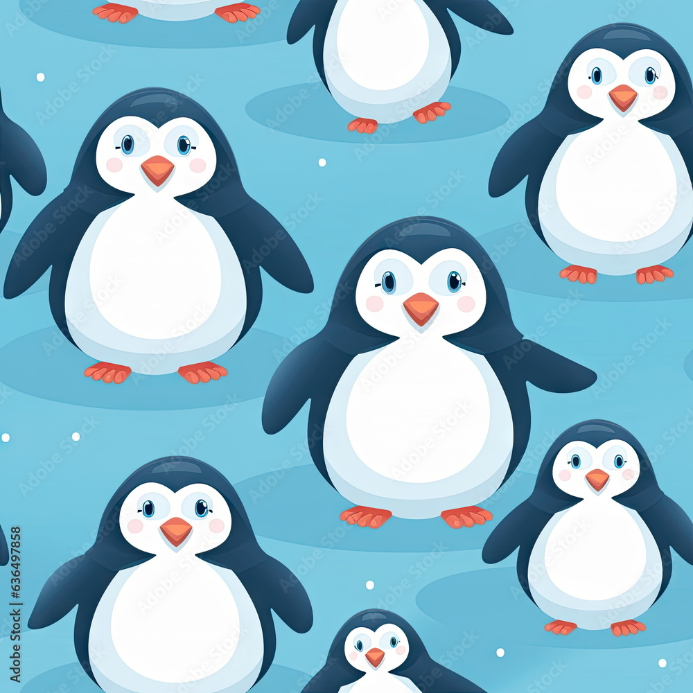Naklejka premium seamless Cartoon character of penguin