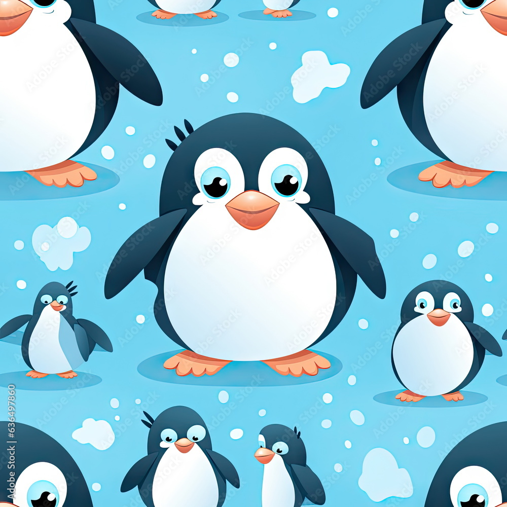 Naklejka premium seamless Cartoon character of penguin