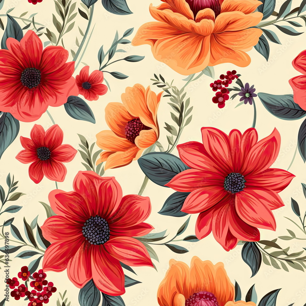 seamless flower, colorful wallpaper