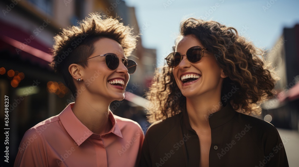 two very confident young small business owner laughing at each other