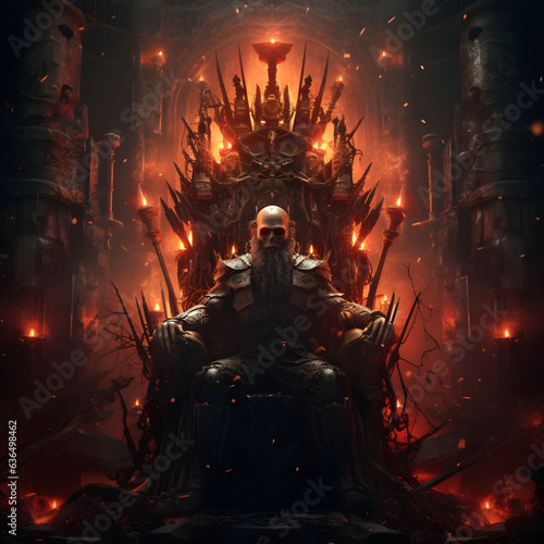 Dead warrior king on the throne.