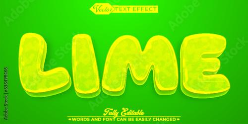 Cartoon Green Lime Vector Editable Text Effect Template