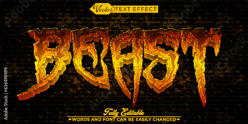 Horror Orange Beast Vector Editable Text Effect Template