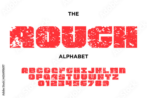 Vintage grunge alphabet design. Modern stylized font and number