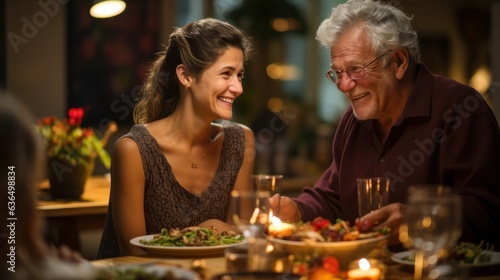 Mid age couple enjoying romantic dinner 