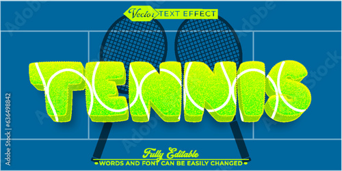 Tennis Ball Vector Editable Text Effect Template