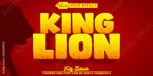 Photo Cartoon King Lion Vector Editable Text Effect Template