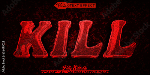 Cartoon Horror Blood Kill Vector Editable Text Effect Template