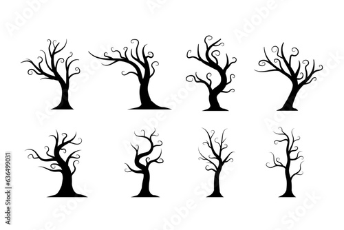 silhouette of spooky halloween trees collection