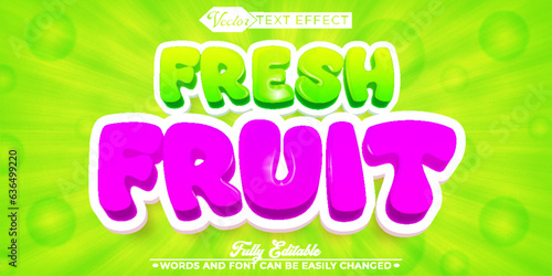 Cartoon Fresh Fruit Vector Editable Text Effect Template