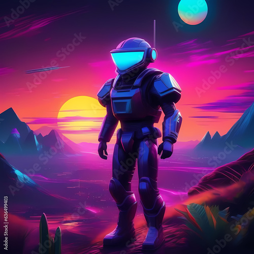 #AIgenerativetechnology #cyborg #futureoftechnology #futurist #synthwave #character #game photo