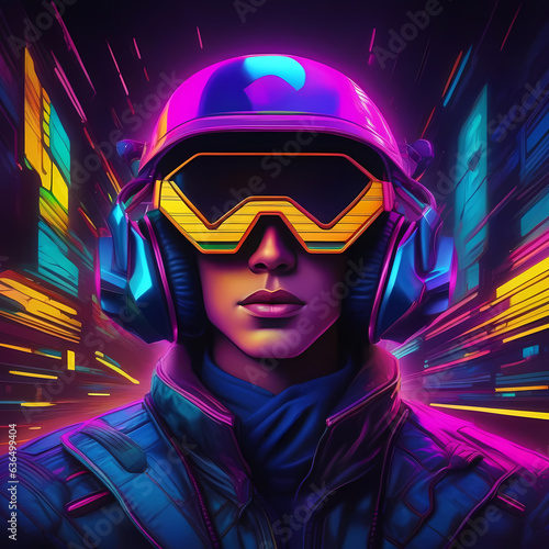 #AIgenerativetechnology #cyborg #futureoftechnology #futurist #synthwave #character #game photo