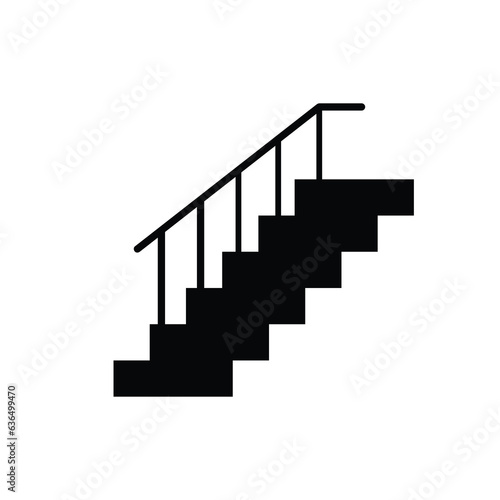 Stairs, stairwell, up icon. Vector flat illustration on white background..eps