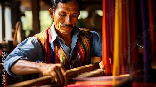 Local craftsmen weaving traditional textiles with precision 
