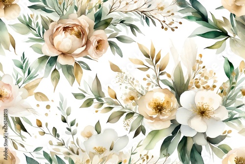 Floral pattern background illustration for a modern and stylish look. Generative AI © Khamhoung