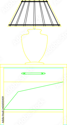 Sketch vector illustration of traditional ethnic vintage chinese dresser interior design