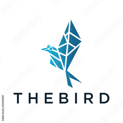 Line bird logo design icon template	