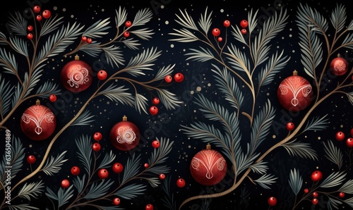 Christmas pattern background, Generative AI