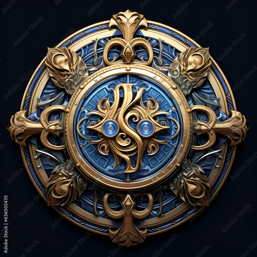 hero of the realm logo, style of bronze and azure.Character Design Concept Art Book Illustration Video Game Digital Painting. CG Artwork Background. Generative AI.
