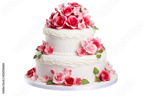 romantic wedding cake, isolated on white background isolated PNG