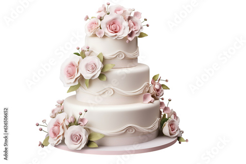 romantic wedding cake, isolated on white background isolated PNG