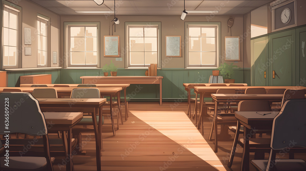 静寂な教室の風景 No.018 | Serene Classroom Scene Generative AI