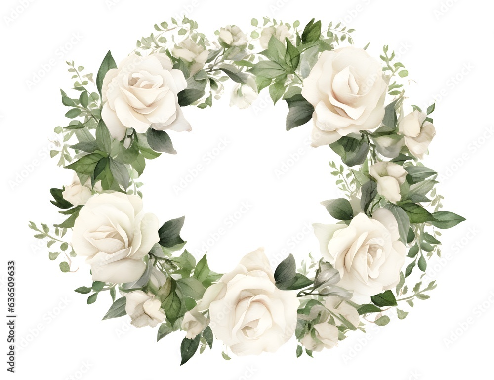 wreaths with white roses and green leaves wreaths with white roses and green leaves