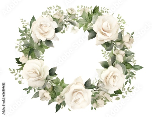 wreaths with white roses and green leaves