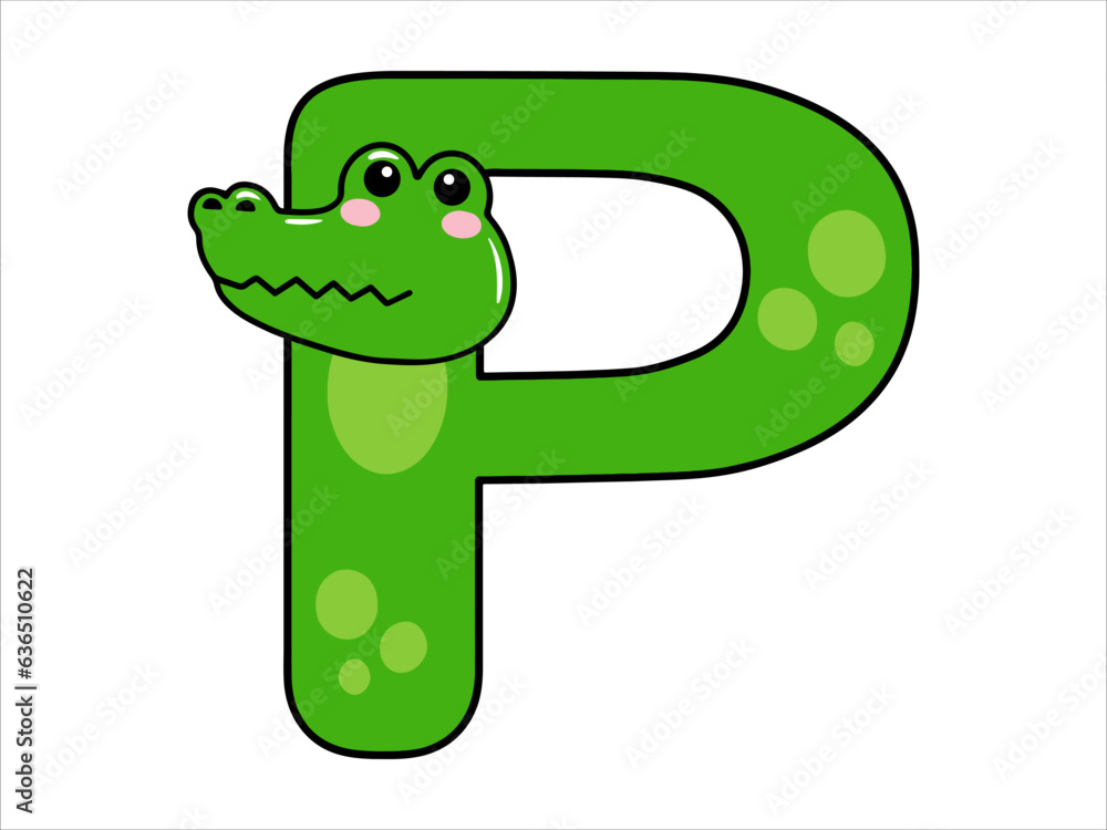 Crocodile Alphabet Letter P Illustration Crocodile Alphabet Letter P Illustration