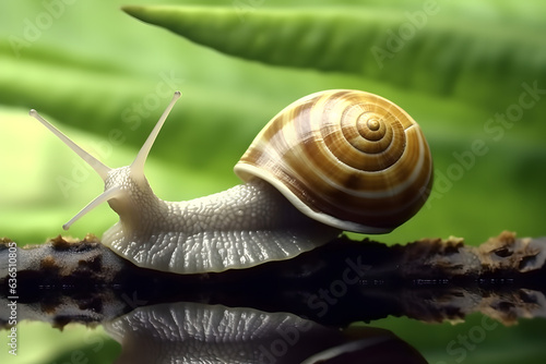 Cute snail in the forest Made with Generative AI