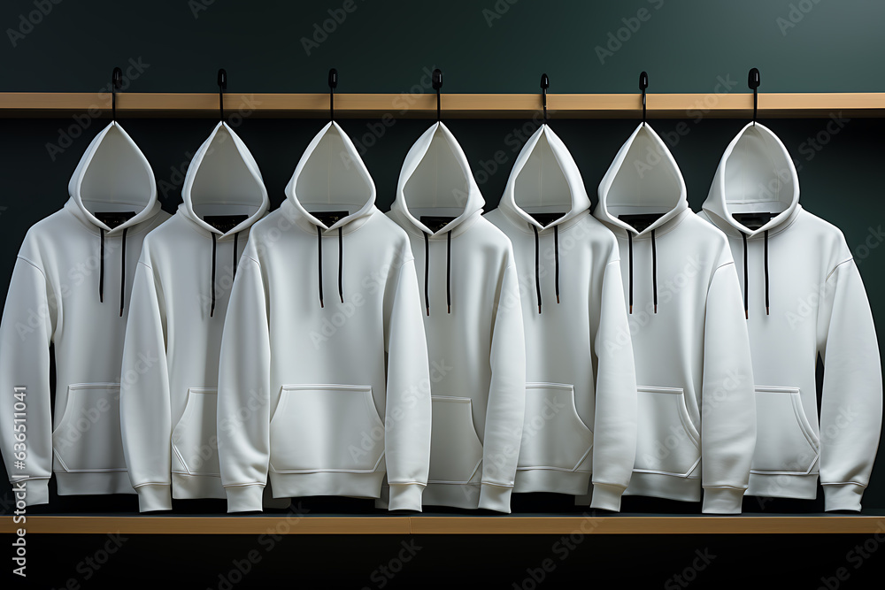 Mockup of a hoodie hanging on a hanger in a store Mockup of a hoodie hanging on a hanger in a store