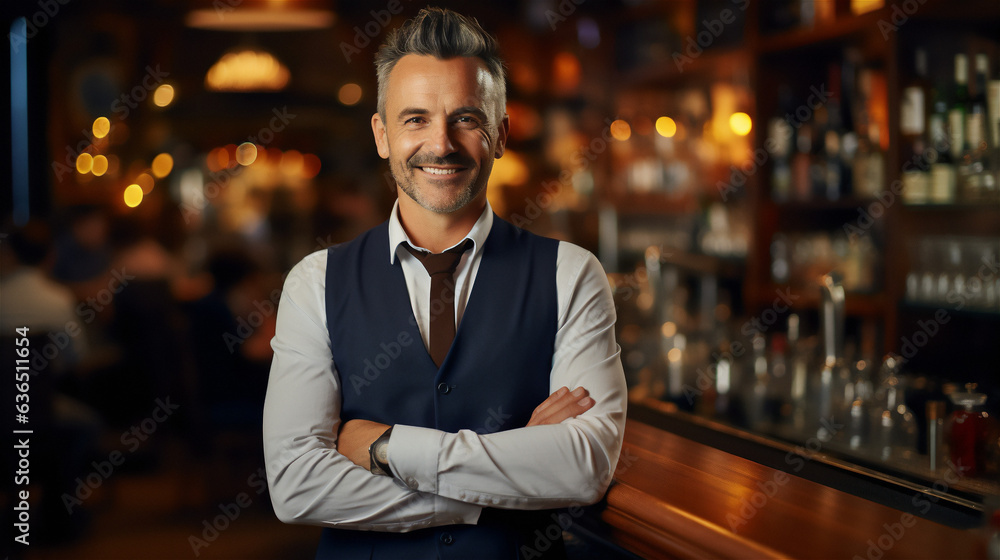 Portrait of a Successful Bar Owner - Generative Ai