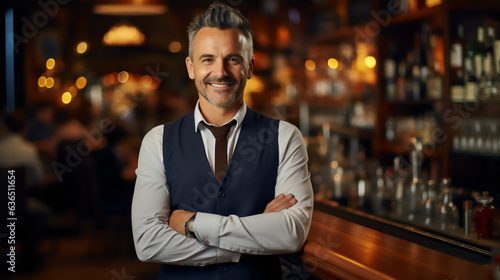 Portrait of a Successful Bar Owner - Generative Ai