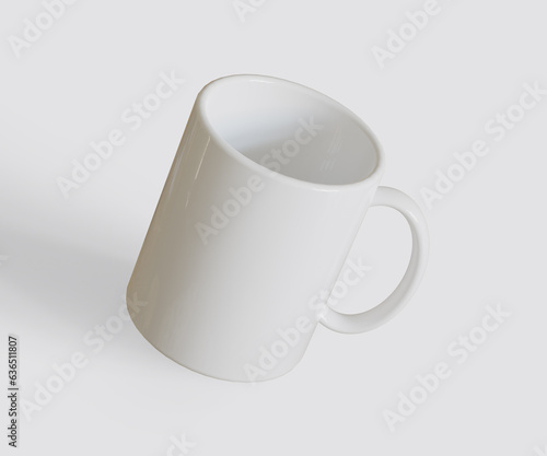 Mug white color and realistic texture rendered with color rendered by 3D software