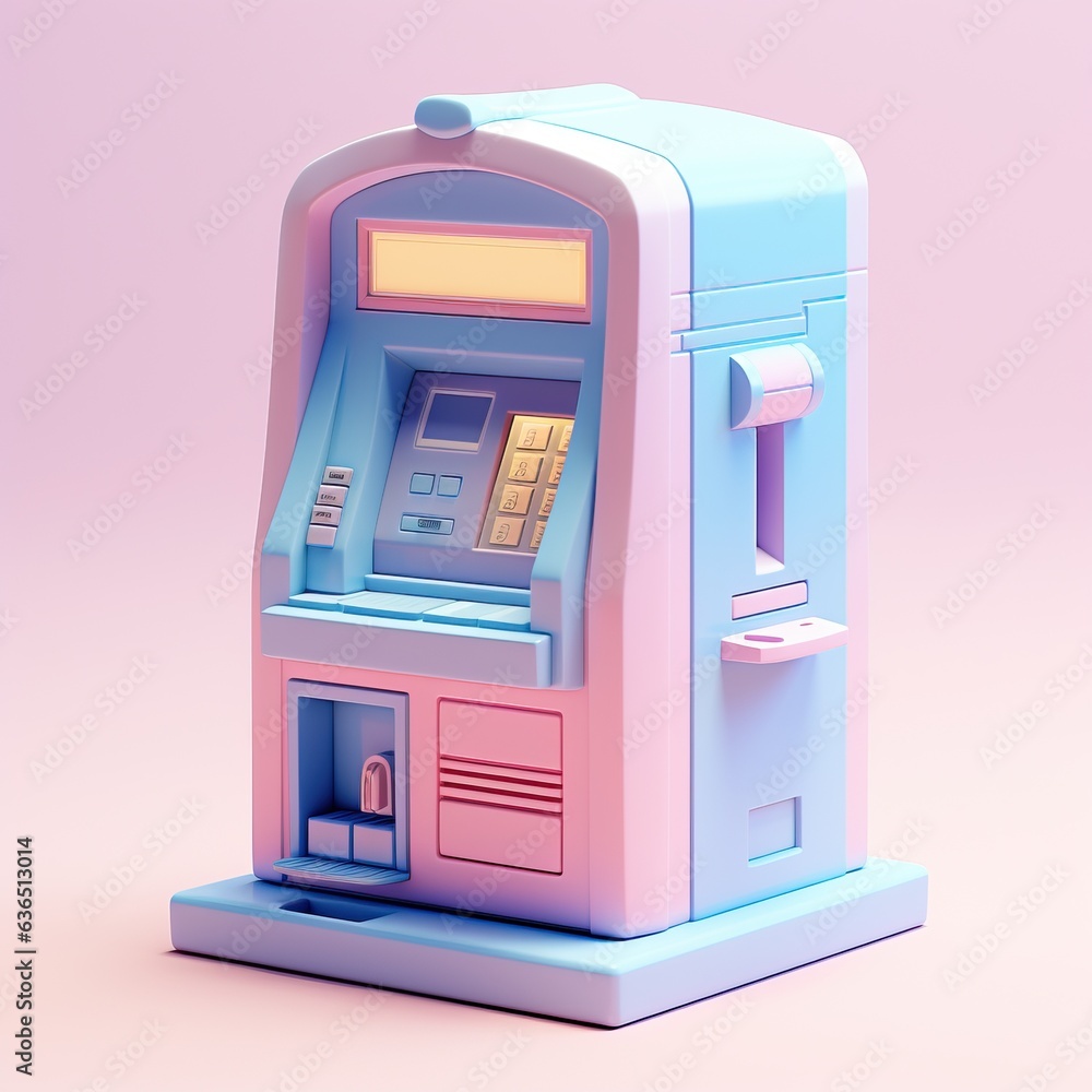 Tiny cute isometric atm machine, big draw marketing campaign material Tiny cute isometric atm machine, big draw marketing campaign material
