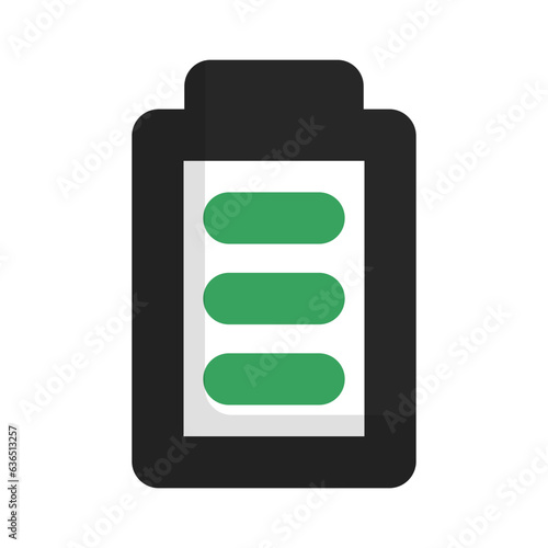 Flat design battery icon. Charging remaining amount. Vector.