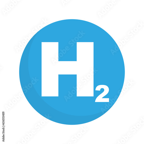 Round hydrogen atom icon. H2 icon. Vector.