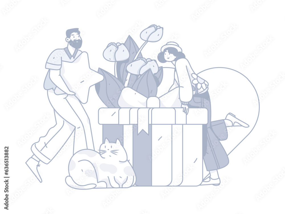 Happy Valentine's Day flat character vector concept operation hand drawn illustration
Happy Valentine's Day flat character vector concept operation hand drawn illustration