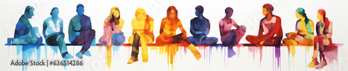 Watercolor Painting of a Group Therapy Session, Mental Health Concepts, Generative AI
