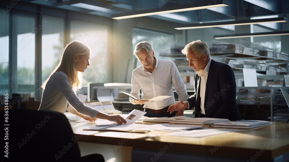 Business people in office discussing project Business people in office discussing project