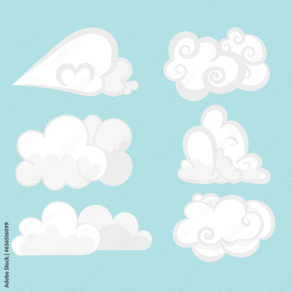 cartoon clouds collections, white, flat design, editable vector, blue sky cartoon clouds collections, white, flat design, editable vector, blue sky