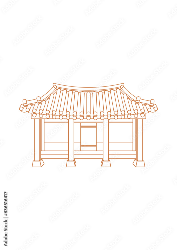Editable Front View Traditional Hanok Korean House Building Vector Illustration in Outline Style for Artwork Element of Oriental History and Culture Related Design Editable Front View Traditional Hanok Korean House Building Vector Illustration in Outline Style for Artwork Element of Oriental History and Culture Related Design