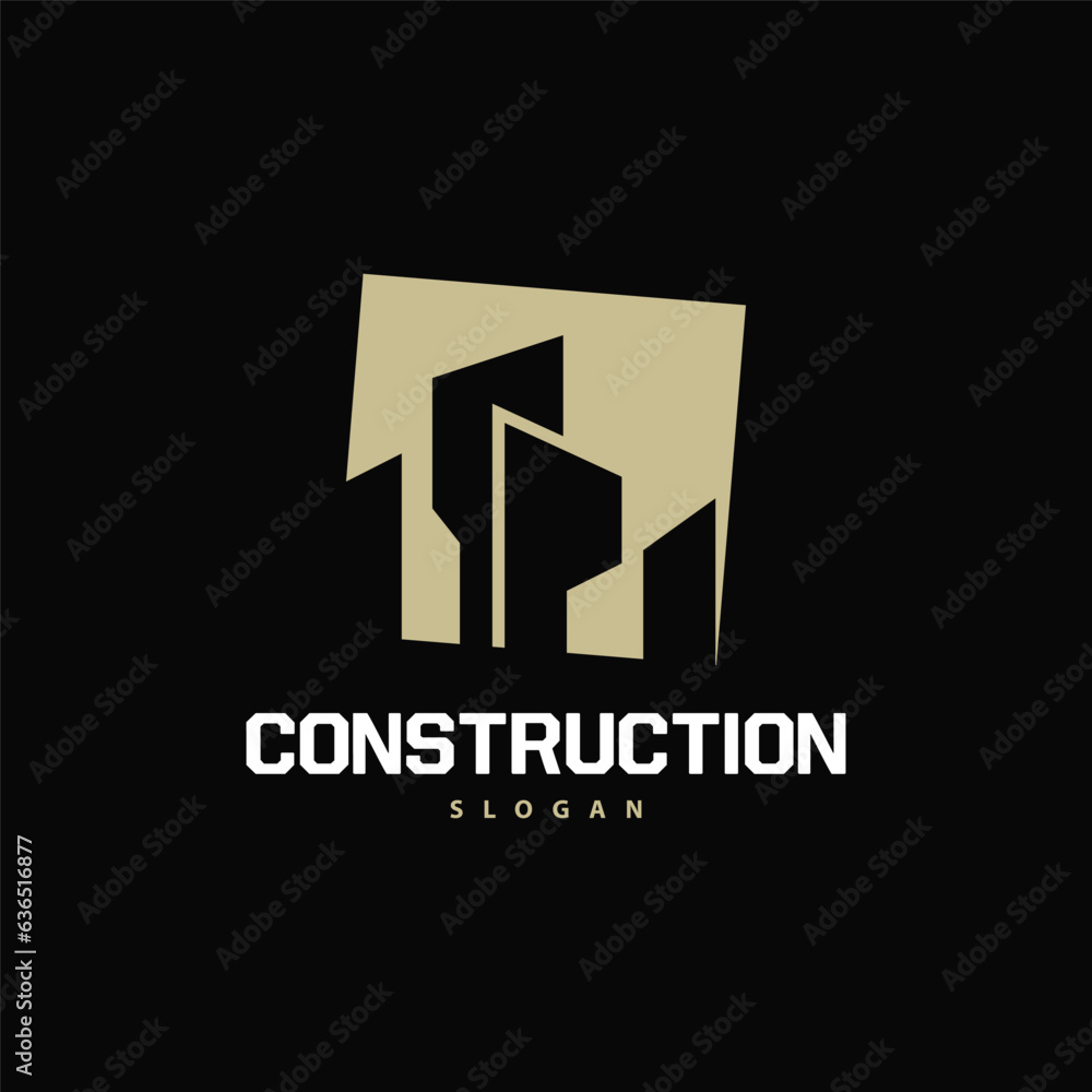 Naklejka premium Building Real Estate Apartment Construction Logo, Elegant Premium Rustic Monogram Vector Design
