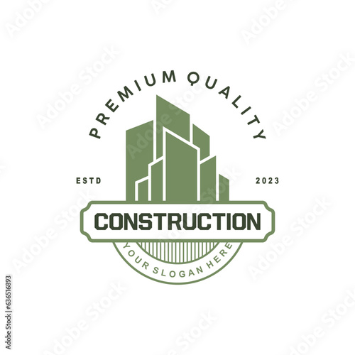 Building Real Estate Apartment Construction Logo, Elegant Premium Rustic Monogram Vector Design