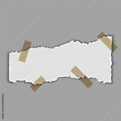 realistic torn paper lengthwise with torn edges isolated on transparent background. Vector