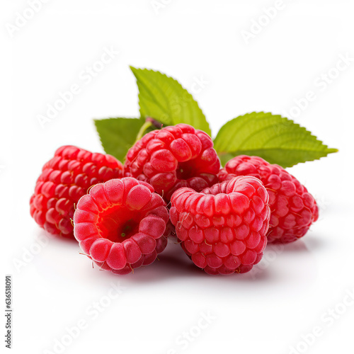 ai generated illustration Delicious, Ripe Red Rasberries Isolated on a Clean White Background