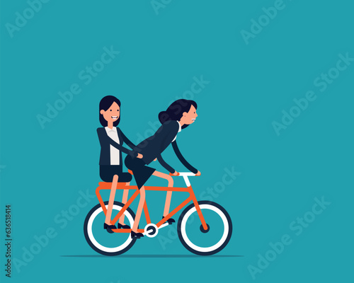 Wallpaper Mural Bike together. Office teamwork, Flat cartoon vector illustration style design. Torontodigital.ca